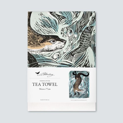 Angela Harding Fishing Otter Tea Towel