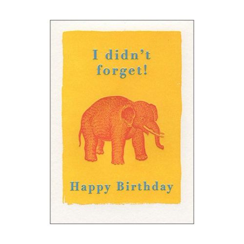 I Didnt Forget Elephant Happy Birthday Card AP215