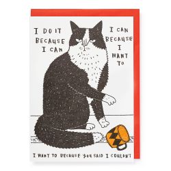 Charlotte Farmer I Do It Because I Can Cat Greetings Card QP682