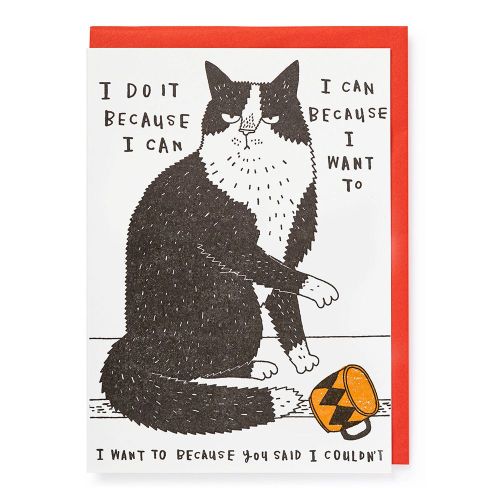 Charlotte Farmer I Do It Because I Can Cat Greetings Card QP682