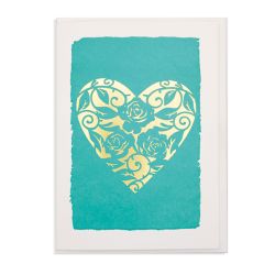 Roseheart Turquoise Greetings Card APS268