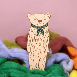 Ark Leather Bookmark Bear Pause Peach