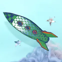 Ark Leather Bookmark Space Rocket Turquoise