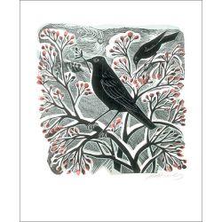 Angela Harding Blackbird and Berries Greetings Card AH3006X