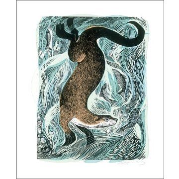 Angela Harding Fishing Otter Greetings Card AH1967