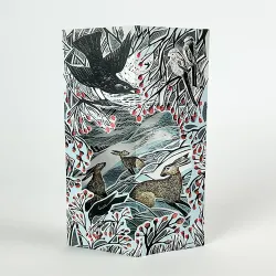 Angela Harding Hares in Conversation Fold Out Die Cut Greetings Card AH3309