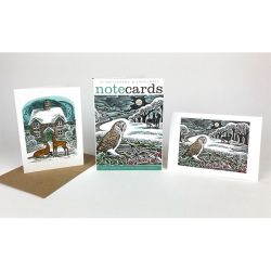 Angela Harding Owl Flight Christmas Cottage Note Cards NL112