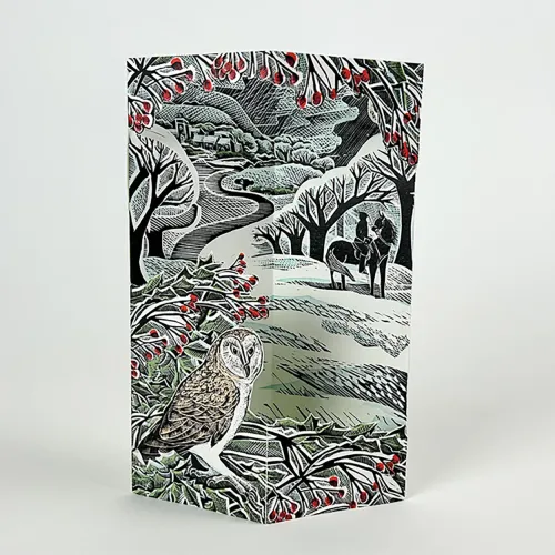 Angela Harding Owl Flight Fold Out Die Cut Greetings Card AH3308