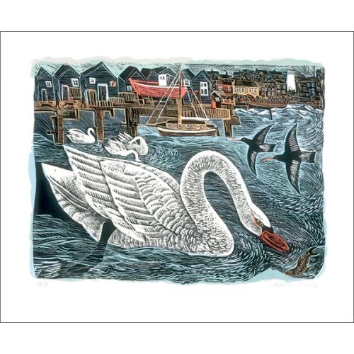 Angela Harding Southwold Swan Greetings Card AH3025