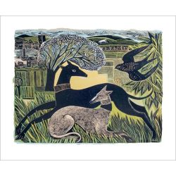 Angela Harding Two Yorkshire Whippets Greetings Card AH3145