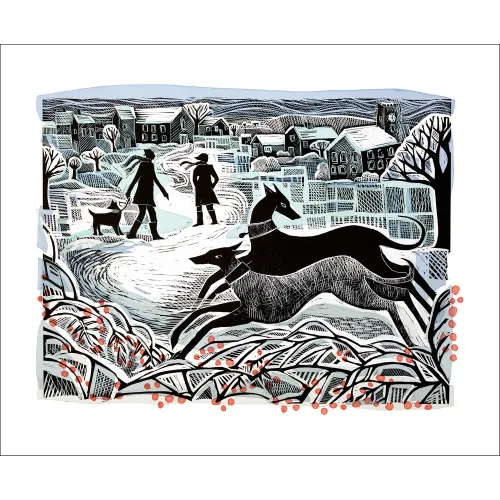 Angela Harding Whippets in Winter Greetings Card AH3297x