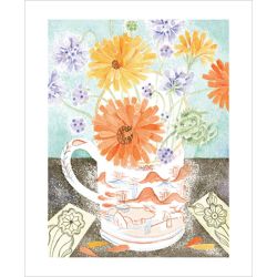 Angie Lewin Marigolds and Scabious Greetings Card AL3117