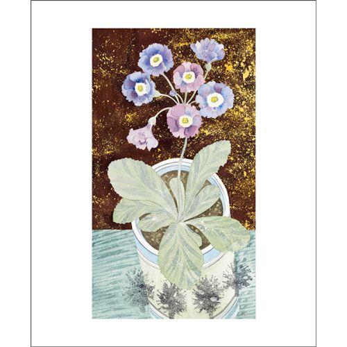 Angie Lewin McWatts Blue in Mochaware Cup Greetings Card AL3075