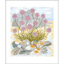 Angie Lewin Sea Pinks and Pebbles Greetings Card AL3144