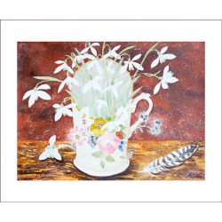 Angie Lewin Snowdrops in a Floral Cup Greetings Card AL3064X