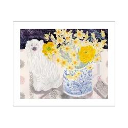 Angie Lewin Spey Spring with White Dog Greetings Card AL3214