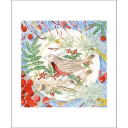 Angie Lewin Winter Bird and Berries Greetings Card AL3299x