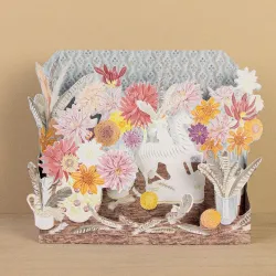 Angie Lewin Zebra Dahlias and Feathers Greetings Card AL3317