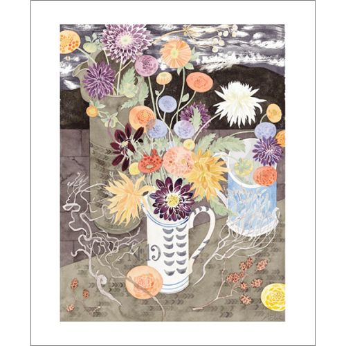 Angie Lewin Dahlias in a No19 Jug Greetings Card AL3024