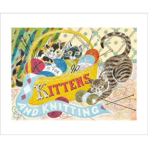 Emily Sutton K is for Kittens and Knitting Greetings Card ES1693