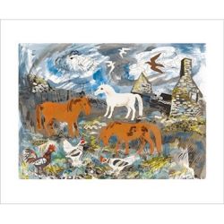 Mark Hearld Ponies and Derelict Croft Greetings Card MH1868