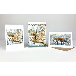 Martin Truefitt Baker Barn Owl and Winter Branches Winter Fox Note Cards NL116