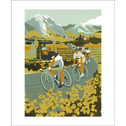 Vineyard Cyclists Greetings Card by Eliza Southwood EZ1813