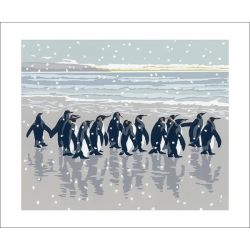 Lizzie Perkins Snowy Beach Kings Penguins Greetings Card LP3015X