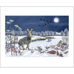 Moonlit Hare Greetings Card by Niki Bowers NB1824x
