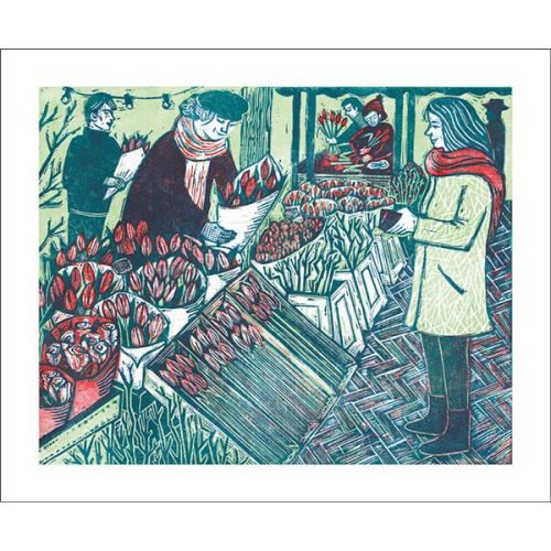 Rachel Clark Flower Stall Greetings Card RA3141