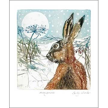 Sally Winter Moongazer Hare Greetings Card SW1632X