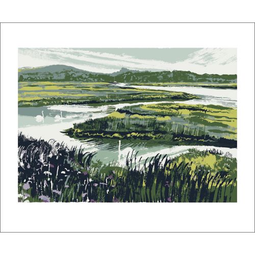 Andy Lovell Swans on Incoming Tide Greetings Card BL3032