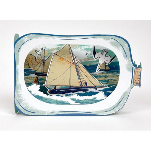 Boat in a Bottle 3D Greetings Card TJ3155