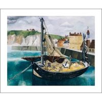 Christopher Wood A Fishing Boat in Dieppe Harbour Greetings Card WD1682