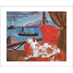 Christopher Wood China Dogs in a St Ives Window Greetings Card WD2014