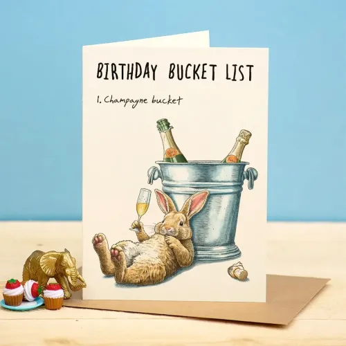 Bewilderbeest Birthday Bucket List Champagne Bucket Card B35