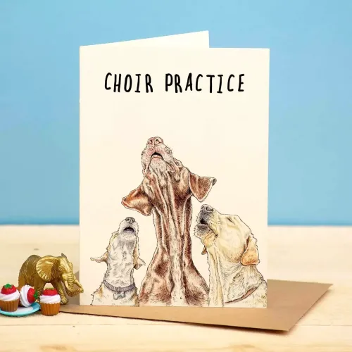 Bewilderbeest Choir Practice Dogs Greetings Card D16
