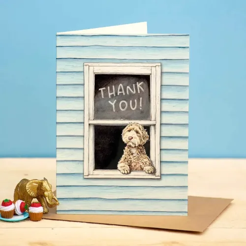 Bewilderbeest Dog at Window Thank You Card TY03
