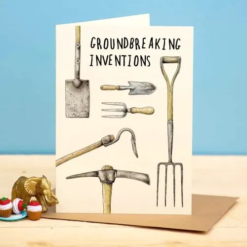 Bewilderbeest Groundbreaking Inventions Gardening Greetings Card ED23