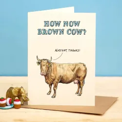 Bewilderbeest How Now Brown Cow Greetings Card ED03
