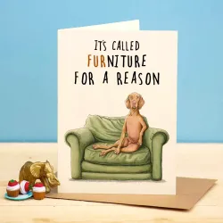Bewilderbeest It's Called Furniture For a Reason Dog Greetings Card D19