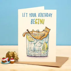 Bewilderbeest Let Your Birthday Begin Cat Card