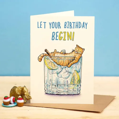 Bewilderbeest Let Your Birthday Begin Cat Card