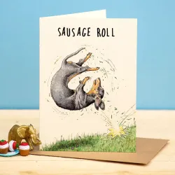 Bewilderbeest Sausage Roll Dachshund Greetings Card
