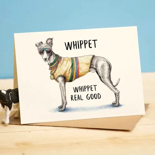 Bewilderbeest Whippet Real Good Greetings Card