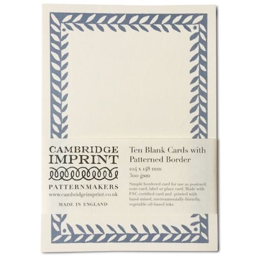 Cambridge Imprint 10 Postcards with Patterned Border Cornflower Blue