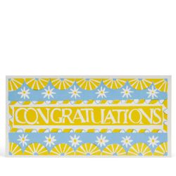 Congratulations Long Greetings Card Yellow and Blue