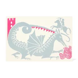 Cambridge Imprint Hot Pink Dragon Greetings Card