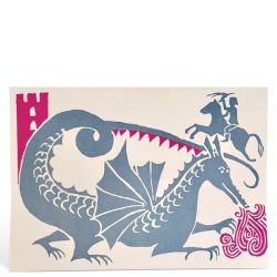 Dragon Greetings Card Pink and Grey