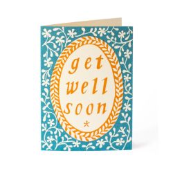 Get Well Soon Card Orange and Turquoise
